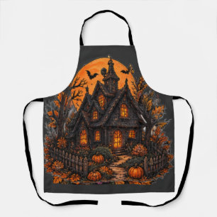Vintage Spukhaus Gothic Halloween Mondlicht Schürze