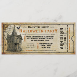 Vintage Spukhaus Halloween-Party-Ticket I Einladung