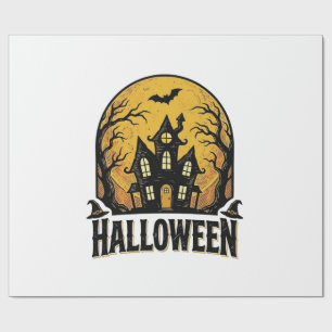 Vintage Spukhaus Halloween-Shirt-Design_1 Geschenkpapier