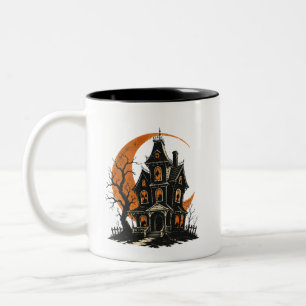 Vintage Spukhaus-Kaffeetasse Retro Halloween Zweifarbige Tasse