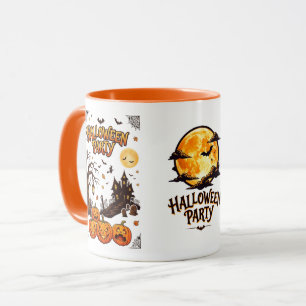 Vintage Spukhaus und Kürbisse Halloween Tasse