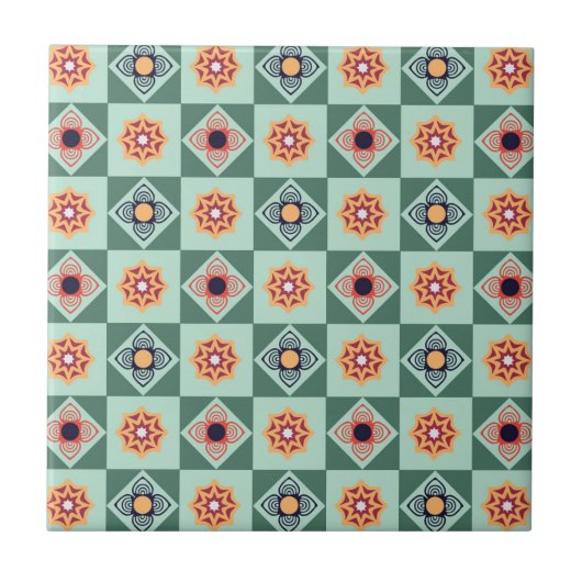 Vintage Square Retro-Muster Fliese (Vorderseite)