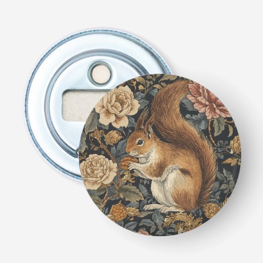Vintage Squirrel and Flowers Pattern Flaschenöffner (Vorderseite)