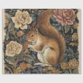 Vintage Squirrel and Flowers Pattern Geschenkpapier (Flach)