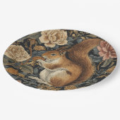 Vintage Squirrel and Flowers Pattern Pappteller (Schrägansicht)