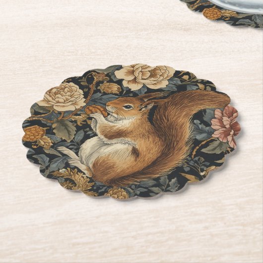 Vintage Squirrel and Flowers Pattern Untersetzer (angewinkelt)