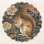 Vintage Squirrel and Flowers Pattern Untersetzer (Vorderseite)