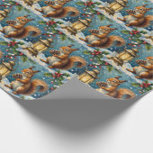 Vintage Squirrel with Christmas Lantern Winter Geschenkpapier (Ecke)