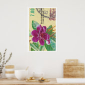Vintage Sri Lanka Flower Print - Postage Stam Poster (Küche)