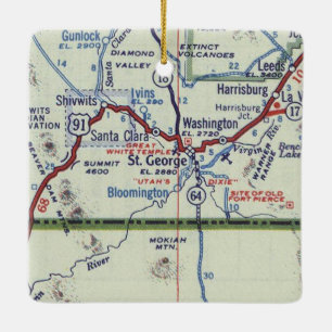 Vintage St. George Utah Karte Keramikornament