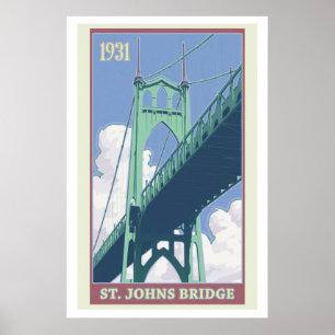Vintage St. Johns Bridge Reiseplakat Poster