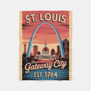 Vintage St. Louis Missouri Retro-Reiseplakat Fleecedecke