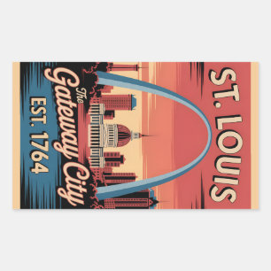 Vintage St. Louis Missouri Retro-Reiseposter Rechteckiger Aufkleber