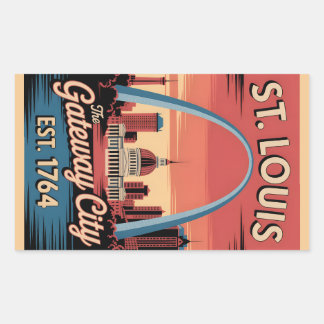 Vintage St. Louis Missouri Retro-Reiseposter Rechteckiger Aufkleber