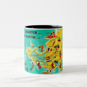 Vintage St Martin Inselkarte Tasse