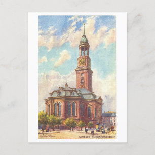 Vintage St. Michael's Church in Hamburg, Deutschla Postkarte