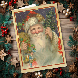 Vintage St. Nicholas mit Toys Christmas Card Feiertagskarte