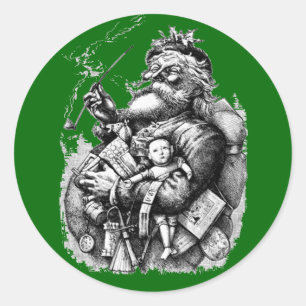 Vintage St.-Nick-Kunst-Karten, Postkarten, Runder Aufkleber