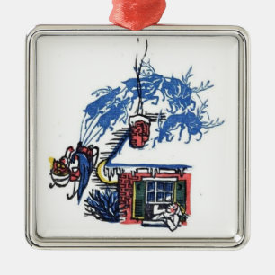 vintage St. Nikolaus Weihnachtsbaumschmuck Silbernes Ornament