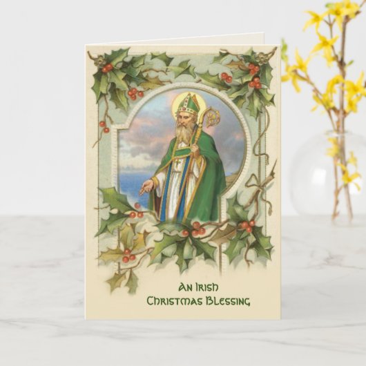 Vintage St. Patrick Irish Christmas Blessing Karte (Gelbe Blume)