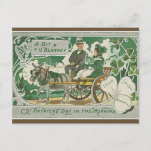 Vintage St. Patricks Day am Morgen Postkarte