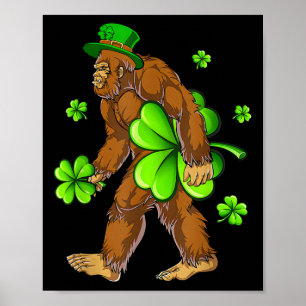 Vintage St. Patricks Day Bigfoot Sasquatch Sankt P Poster