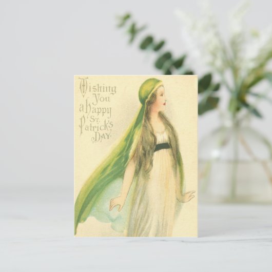Vintage St Patrick's Day Card Postkarte (Stehend Vorderseite)