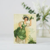 Vintage St. Patrick's Day Dame Postkarte (Stehend Vorderseite)