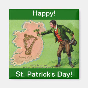 Vintage St. Patrick's Day Erin's Isle Magnet