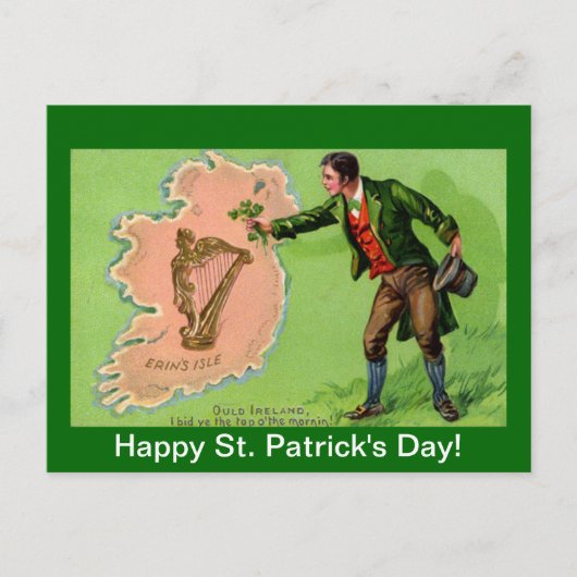 Vintage St. Patrick's Day Erin's Isle Postkarte (Vorderseite)