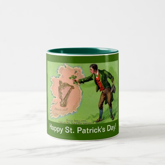 Vintage St. Patrick's Day Erin's Isle Zweifarbige Tasse (Mittel)