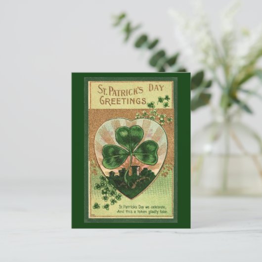 Vintage St Patrick's Day Gruß - Postkarte (Stehend Vorderseite)