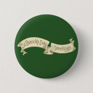 Vintage St. Patrick's Day Grüße Golden Banner Button