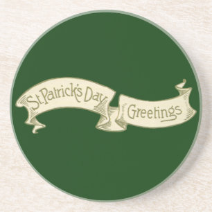 Vintage St. Patrick's Day Grüße Golden Banner Getränkeuntersetzer
