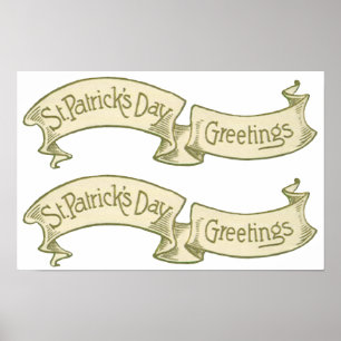 Vintage St. Patrick's Day Grüße Golden Banner Poster