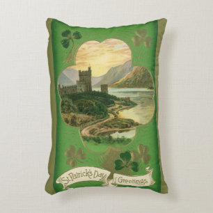 Vintage St. Patricks Day Grüße Shamrock Schloss Dekokissen