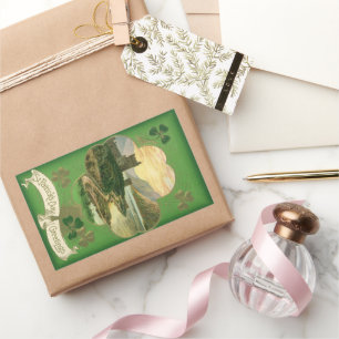 Vintage St. Patrick's Day Grüße Shamrock Schloss Rechteckiger Aufkleber