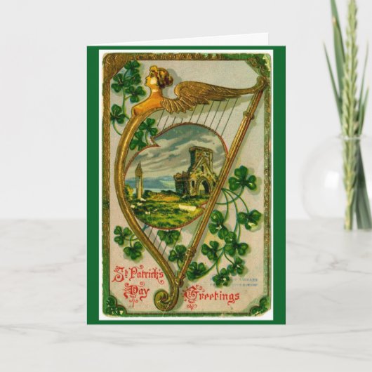Vintage St. Patrick's Day Harp Grußkarte Karte (Vorderseite)