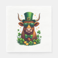Vintage St. Patricks Day Highland-Kuh mit Shamroc