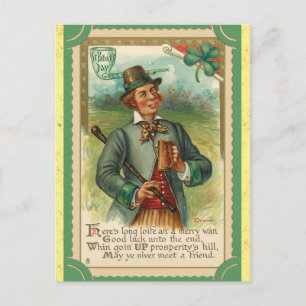 Vintage St. Patrick's Day Irisches Gedicht Postkarte