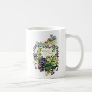 Vintage St. Patrick's Day Kleeblätter & Veilchen Kaffeetasse