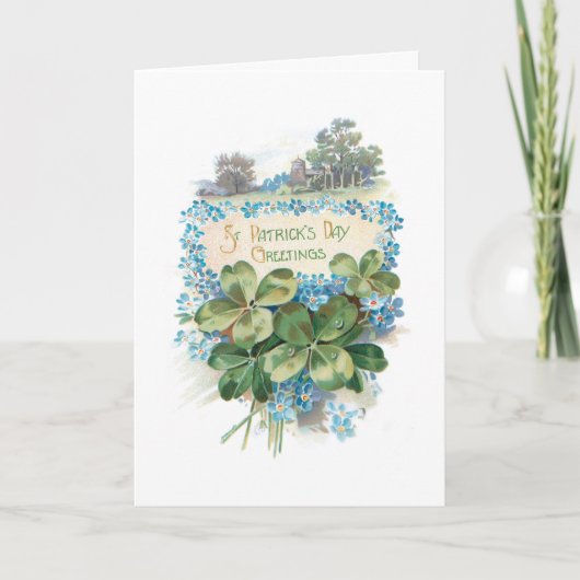 Vintage St. Patrick's Day Kleeblatts Feiertagskarte (Vorderseite)
