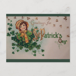Vintage St. Patrick's Day Kleeblatts und irisches Postkarte