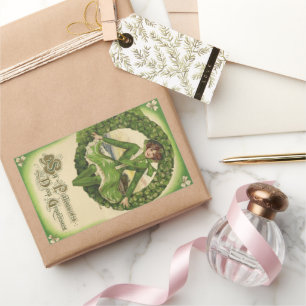 Vintage St. Patrick's Day, Kranz mit irischer Jung Rechteckiger Aufkleber
