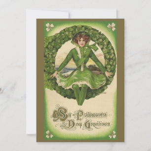 Vintage St. Patrick's Day, Kranz mit irischer Maid Einladung