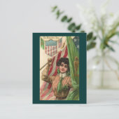 Vintage St. Patrick's Day Lady and Flag Postkarte (Stehend Vorderseite)