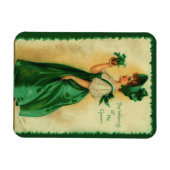 Vintage St. Patrick's Day Lass Wearing Green Magnet (Horizontal)