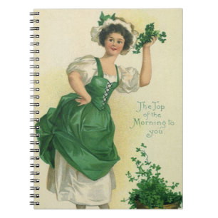 Vintage St. Patrick's Day Mädchen, Glück bringende Notizblock