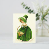 Vintage St. Patrick's Day Mädchen Postkarte (Stehend Vorderseite)