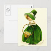 Vintage St. Patrick's Day Mädchen Postkarte (Vorne/Hinten)